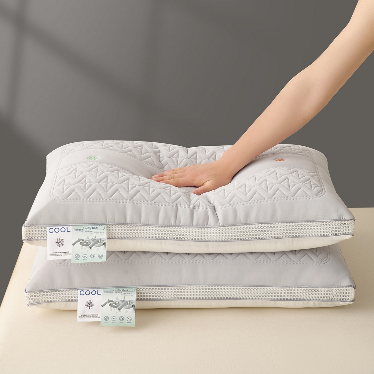 卓昌枕芯 2025夏季新款冰丝凉感枕头枕芯 灰色 48*74cm900g中枕一只