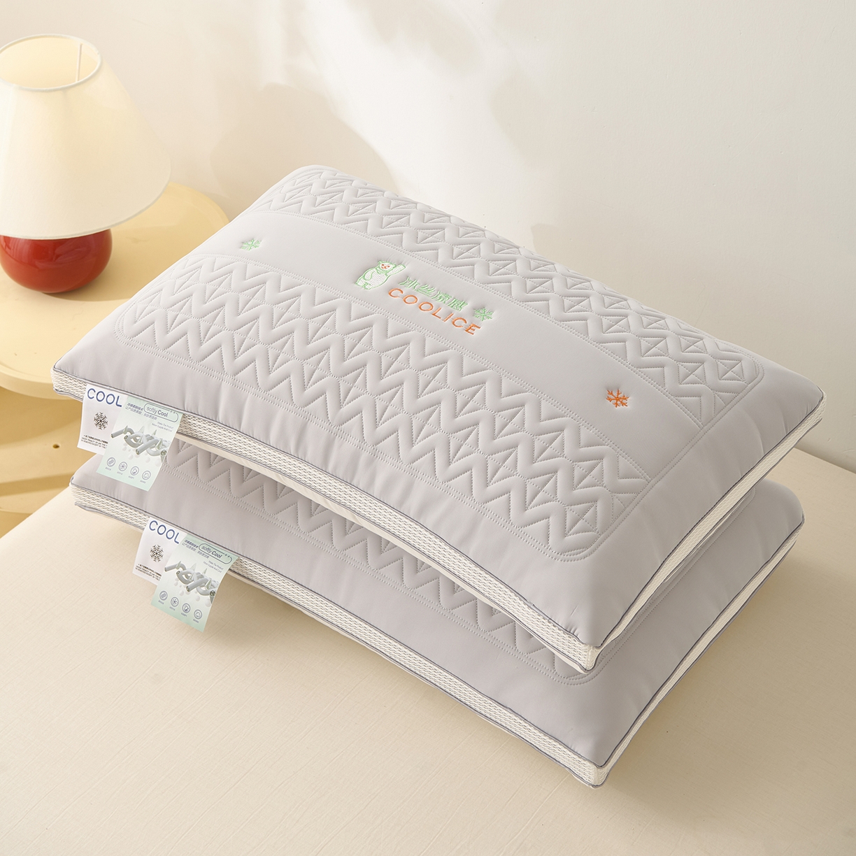 91家纺网 家纺一手货源 找家纺 卓昌枕芯 2025夏季新款冰丝凉感枕头枕芯 灰色 48*74cm900g中枕一只