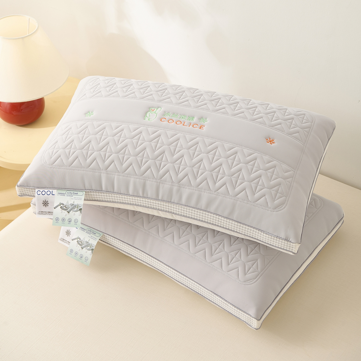 91家纺网 家纺一手货源 找家纺 卓昌枕芯 2025夏季新款冰丝凉感枕头枕芯 灰色 48*74cm800g低枕一对