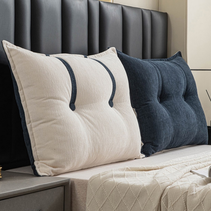 91家纺网 家纺一手货源 找家纺 美达人 2025新款雪尼尔组合靠背 云芙【墨蓝】亲肤雪尼尔