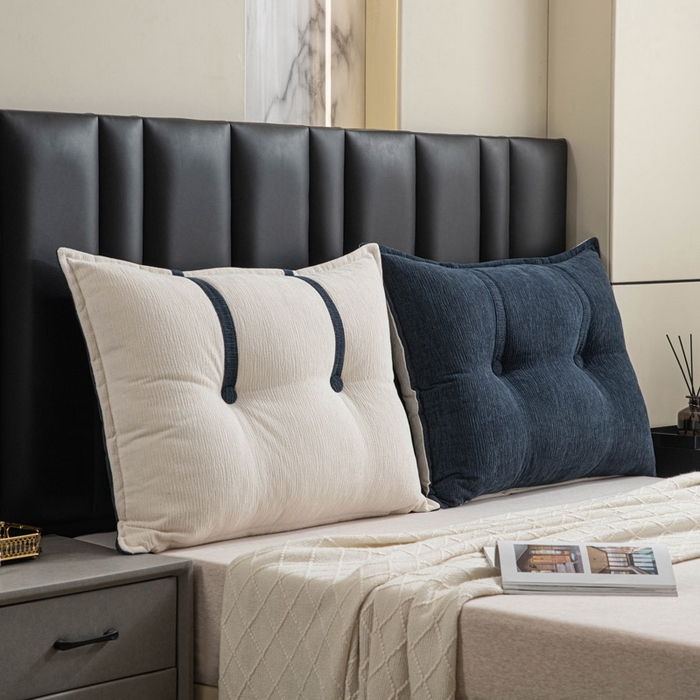 91家纺网 家纺一手货源 找家纺 美达人 2025新款雪尼尔组合靠背 云芙【墨蓝】亲肤雪尼尔