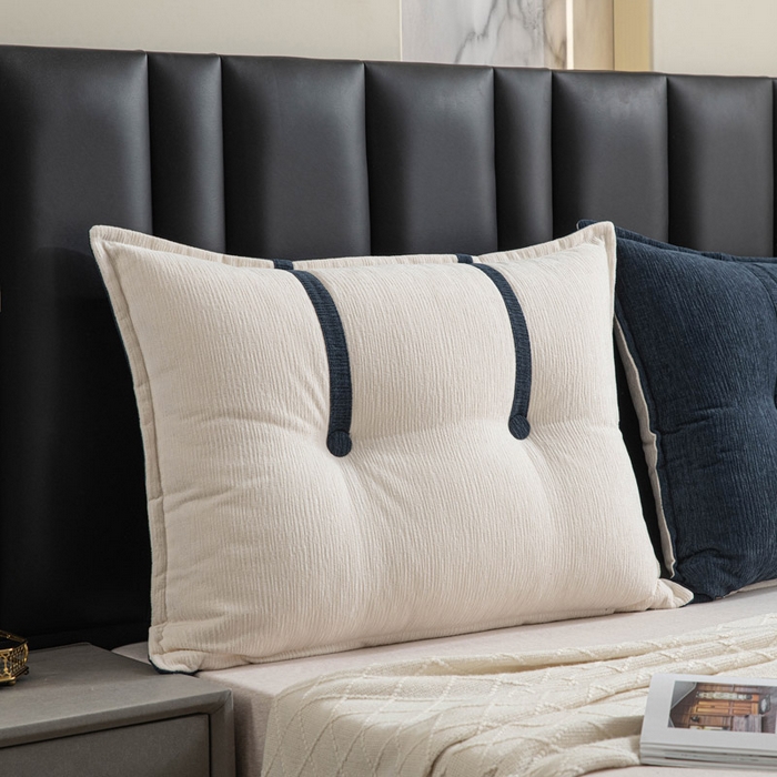 91家纺网 家纺一手货源 找家纺 美达人 2025新款雪尼尔组合靠背 云芙【墨蓝】亲肤雪尼尔