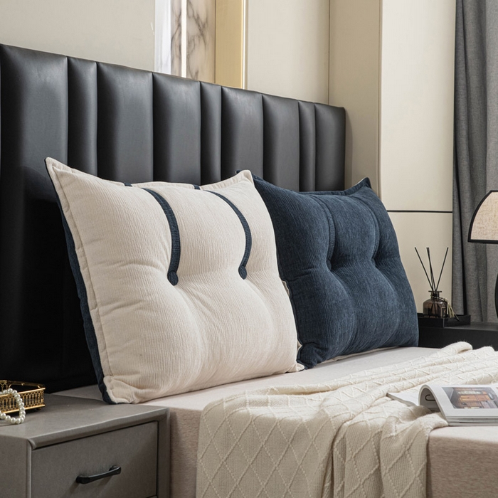 91家纺网 家纺一手货源 找家纺 美达人 2025新款雪尼尔组合靠背 云芙【墨蓝】亲肤雪尼尔