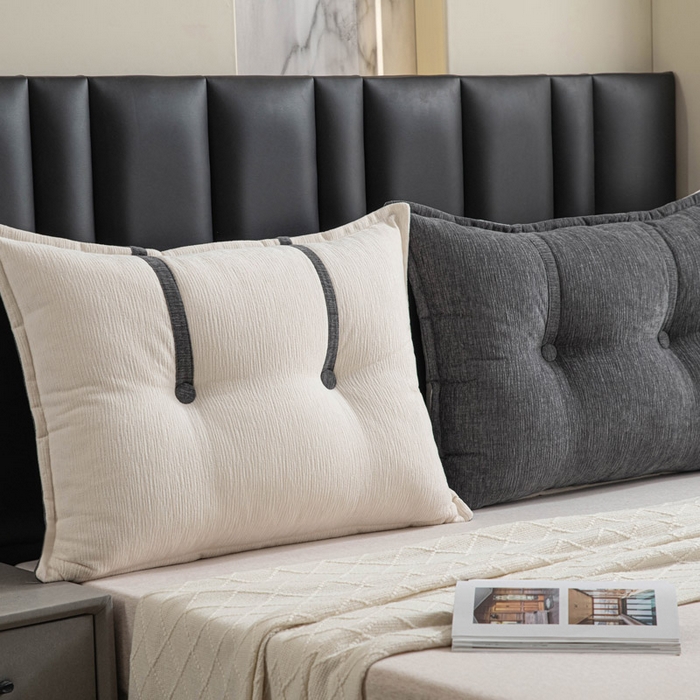 91家纺网 家纺一手货源 找家纺 美达人 2025新款雪尼尔组合靠背 云芙【炭黑】亲肤雪尼尔