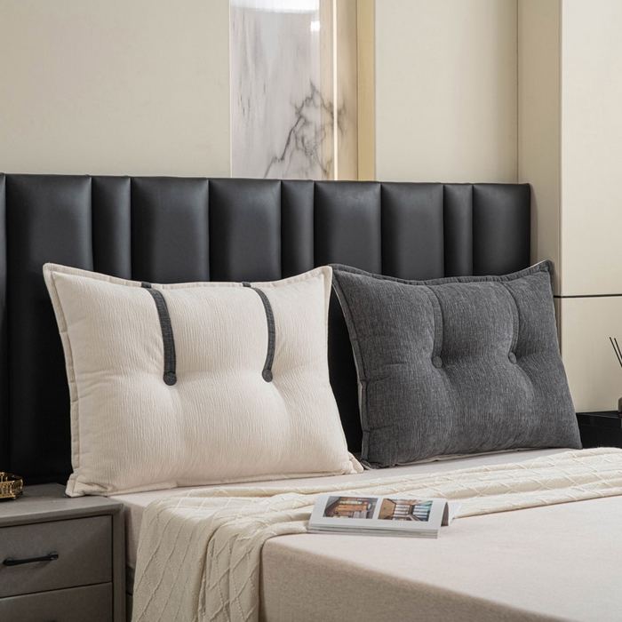 91家纺网 家纺一手货源 找家纺 美达人 2025新款雪尼尔组合靠背 云芙【炭黑】亲肤雪尼尔