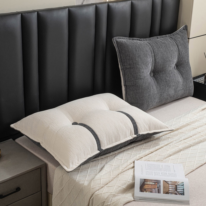 91家纺网 家纺一手货源 找家纺 美达人 2025新款雪尼尔组合靠背 云芙【炭黑】亲肤雪尼尔