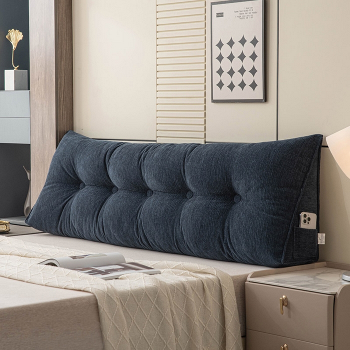 91家纺网 家纺一手货源 找家纺 美达人 2025新款雪尼尔三角靠背 法式-墨蓝【雪尼尔】