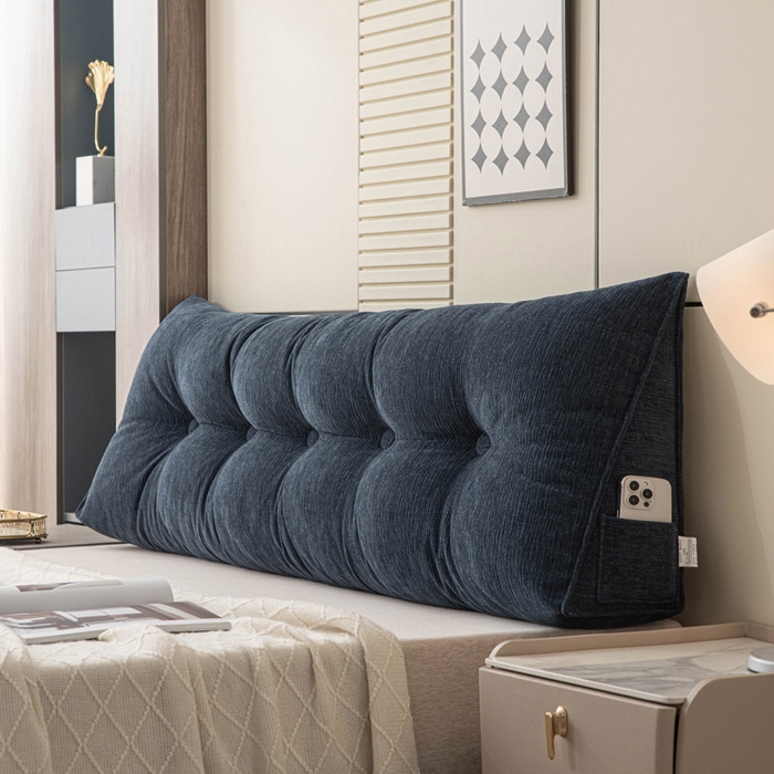 91家纺网 家纺一手货源 找家纺 美达人 2025新款雪尼尔三角靠背 法式-墨蓝【雪尼尔】