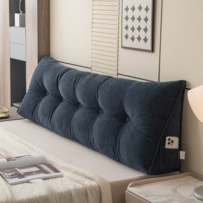 91家纺网 家纺一手货源 找家纺 美达人 2025新款雪尼尔三角靠背 法式-墨蓝【雪尼尔】