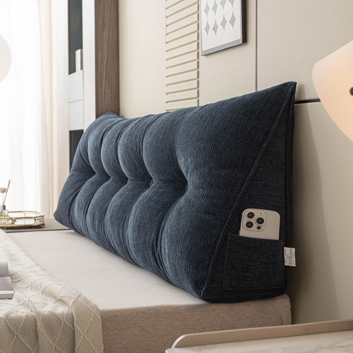 91家纺网 家纺一手货源 找家纺 美达人 2025新款雪尼尔三角靠背 法式-墨蓝【雪尼尔】