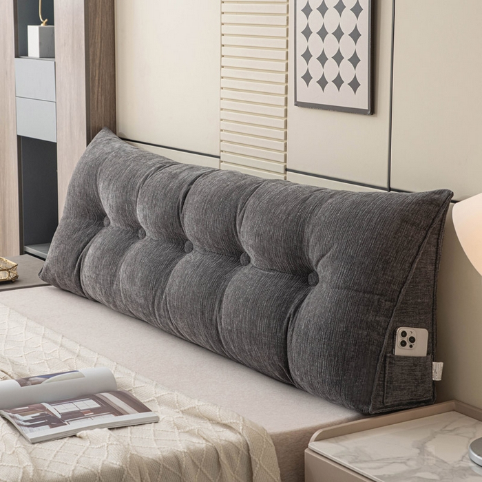 91家纺网 家纺一手货源 找家纺 美达人 2025新款雪尼尔三角靠背 法式-碳黑【雪尼尔】