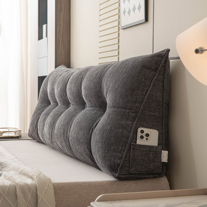 91家纺网 家纺一手货源 找家纺 美达人 2025新款雪尼尔三角靠背 法式-碳黑【雪尼尔】