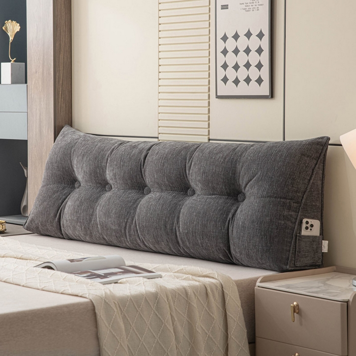 91家纺网 家纺一手货源 找家纺 美达人 2025新款雪尼尔三角靠背 法式-碳黑【雪尼尔】