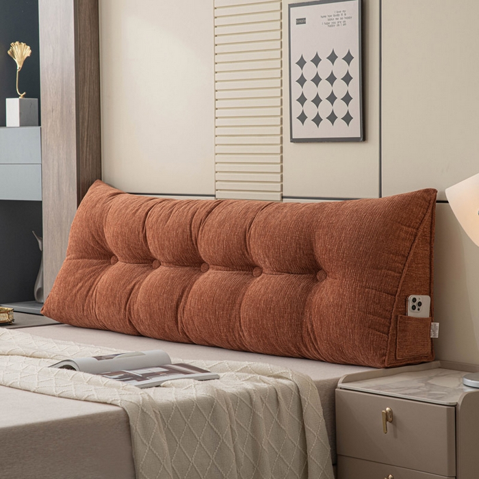 91家纺网 家纺一手货源 找家纺 美达人 2025新款雪尼尔三角靠背 法式-云橙【雪尼尔】