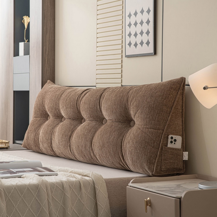 91家纺网 家纺一手货源 找家纺 美达人 2025新款雪尼尔三角靠背 法式-棕咖【雪尼尔】