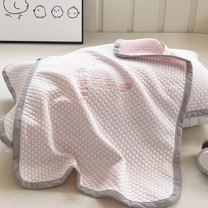 91家纺网 家纺一手货源 找家纺 芙绣家纺 2025新款A类凉感豆豆枕巾 卡皮巴拉-粉色 52*72cm/只