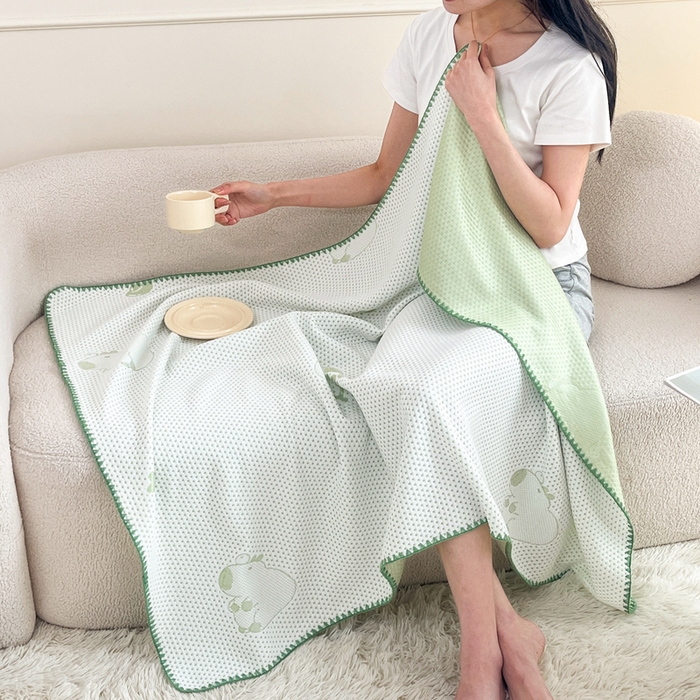 91家纺网 家纺一手货源 找家纺 （总）芙绣家纺 2025新款A类凉感冰豆豆多功能盖毯