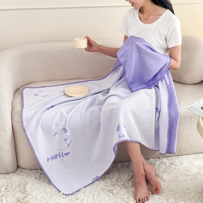芙绣家纺 2025新款A类凉感冰豆豆多功能盖毯 紫色