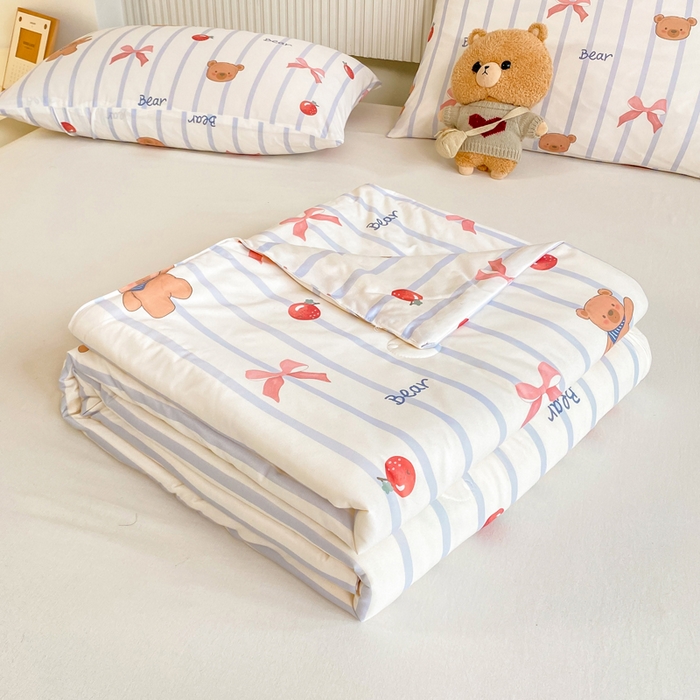 91家纺网 家纺一手货源 找家纺  （爆款花型 长期款 不断货）幼儿园宝宝婴儿被子儿童夏凉被牛奶针织棉夏凉被大豆被夏被空调被春秋被冬被 M系列--蝴蝶结熊