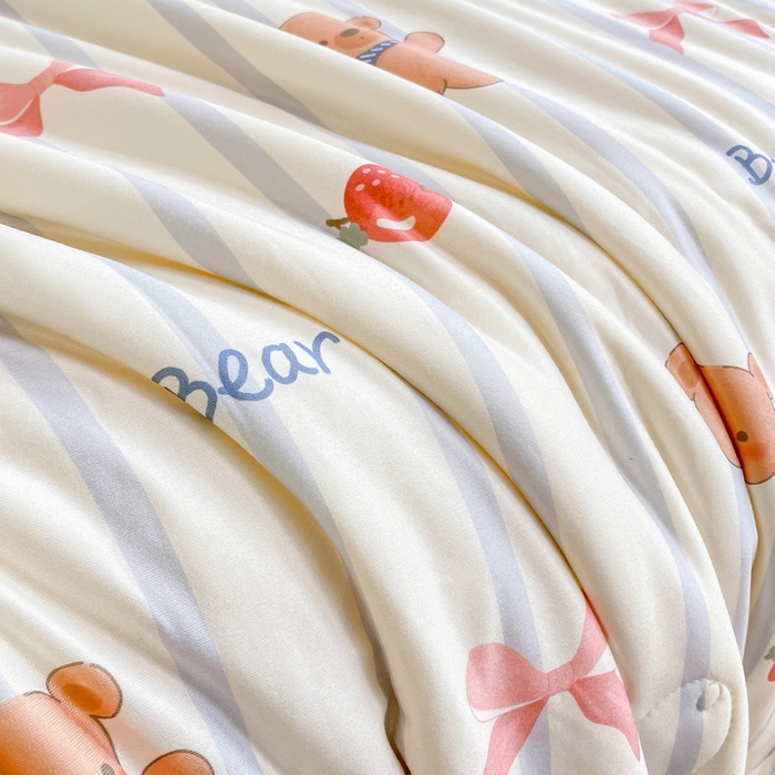 91家纺网 家纺一手货源 找家纺  （爆款花型 长期款 不断货）幼儿园宝宝婴儿被子儿童夏凉被牛奶针织棉夏凉被大豆被夏被空调被春秋被冬被 M系列--蝴蝶结熊