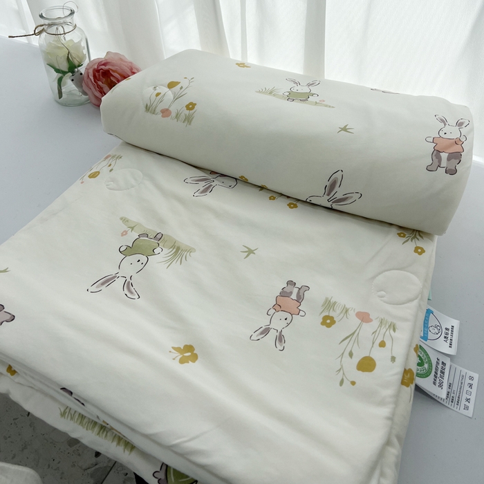 91家纺网 家纺一手货源 找家纺  （爆款花型 长期款 不断货）幼儿园宝宝婴儿被子儿童夏凉被牛奶针织棉夏凉被大豆被夏被空调被春秋被冬被 M系列--花小兔