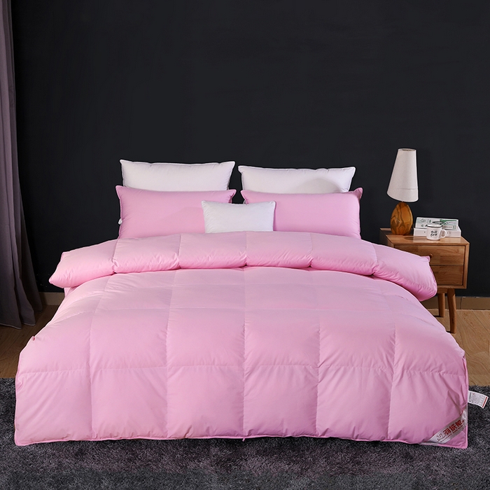 91家纺网 家纺一手货源 找家纺 呆头鹅羽绒工厂店 2025新款全棉防羽布羽绒被-标准款 白鹅绒鸭绒被子被芯羽绒工厂店 粉色