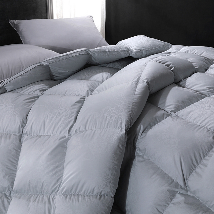 91家纺网 家纺一手货源 找家纺 呆头鹅羽绒工厂店2025新款150支全棉大提花羽绒被 白鹅绒鸭绒被子被芯羽绒工厂店 月光灰