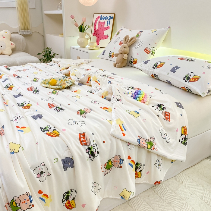 91家纺网 家纺一手货源 找家纺  （爆款花型 长期款 不断货）幼儿园宝宝婴儿被子儿童夏凉被牛奶针织棉夏凉被大豆被夏被空调被春秋被冬被 M系列--熊猫兔子