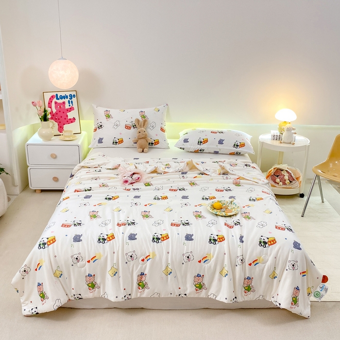 91家纺网 家纺一手货源 找家纺  （爆款花型 长期款 不断货）幼儿园宝宝婴儿被子儿童夏凉被牛奶针织棉夏凉被大豆被夏被空调被春秋被冬被 M系列--熊猫兔子