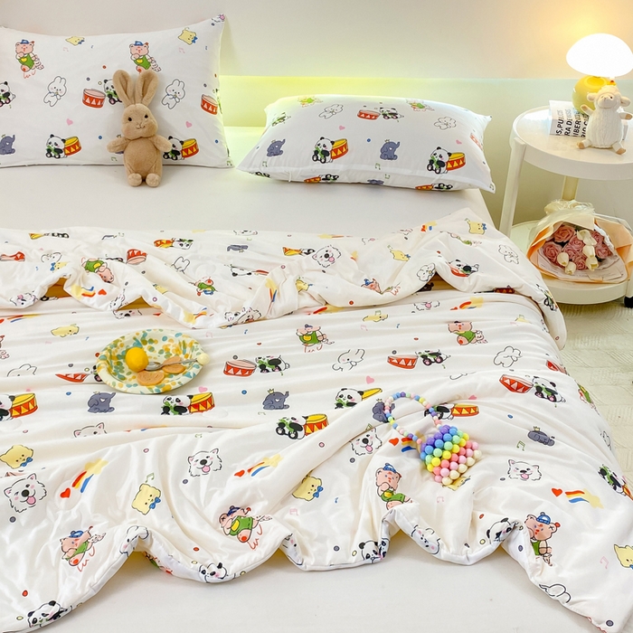 91家纺网 家纺一手货源 找家纺  （爆款花型 长期款 不断货）幼儿园宝宝婴儿被子儿童夏凉被牛奶针织棉夏凉被大豆被夏被空调被春秋被冬被 M系列--熊猫兔子