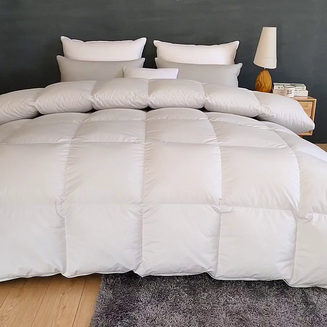 91家纺网 家纺一手货源 找家纺 呆头鹅羽绒工厂店 2025新款全棉防羽布羽绒被-标准款 白鹅绒鸭绒被子被芯羽绒工厂店 灰色