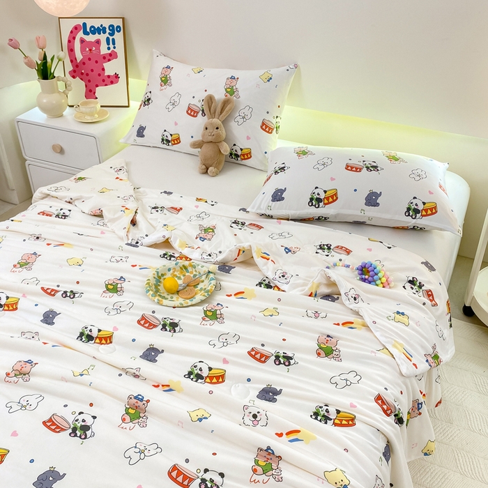 91家纺网 家纺一手货源 找家纺  （爆款花型 长期款 不断货）幼儿园宝宝婴儿被子儿童夏凉被牛奶针织棉夏凉被大豆被夏被空调被春秋被冬被 M系列--熊猫兔子