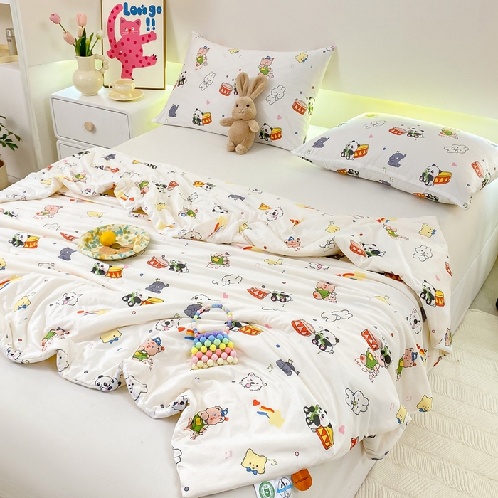 91家纺网 家纺一手货源 找家纺  （爆款花型 长期款 不断货）幼儿园宝宝婴儿被子儿童夏凉被牛奶针织棉夏凉被大豆被夏被空调被春秋被冬被 M系列--熊猫兔子