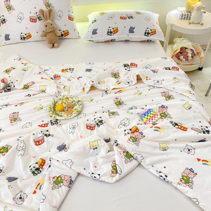 91家纺网 家纺一手货源 找家纺  （爆款花型 长期款 不断货）幼儿园宝宝婴儿被子儿童夏凉被牛奶针织棉夏凉被大豆被夏被空调被春秋被冬被 M系列--熊猫兔子