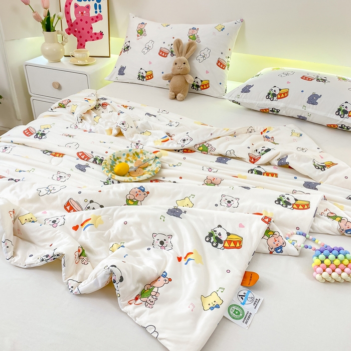 91家纺网 家纺一手货源 找家纺  （爆款花型 长期款 不断货）幼儿园宝宝婴儿被子儿童夏凉被牛奶针织棉夏凉被大豆被夏被空调被春秋被冬被 M系列--熊猫兔子