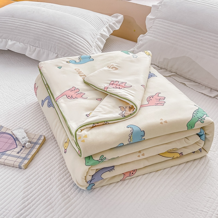  （爆款花型 长期款 不断货）幼儿园宝宝婴儿被子儿童夏凉被牛奶针织棉夏凉被大豆被夏被空调被春秋被冬被 M系列--恐龙家族