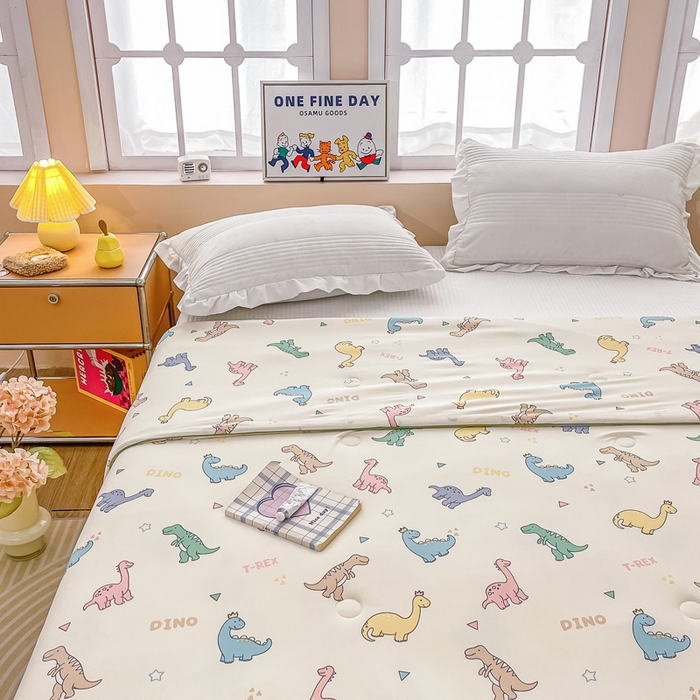 91家纺网 家纺一手货源 找家纺  （爆款花型 长期款 不断货）幼儿园宝宝婴儿被子儿童夏凉被牛奶针织棉夏凉被大豆被夏被空调被春秋被冬被 M系列--恐龙家族