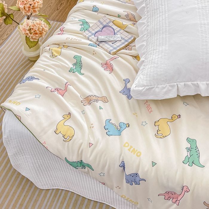 91家纺网 家纺一手货源 找家纺  （爆款花型 长期款 不断货）幼儿园宝宝婴儿被子儿童夏凉被牛奶针织棉夏凉被大豆被夏被空调被春秋被冬被 M系列--恐龙家族