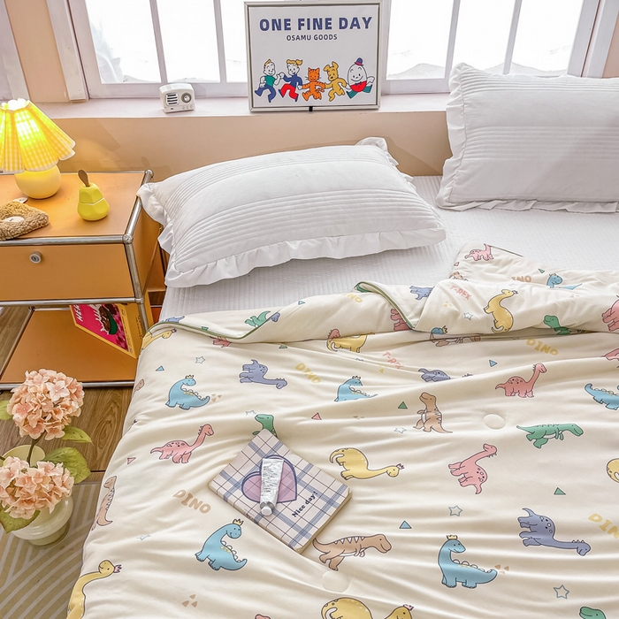 91家纺网 家纺一手货源 找家纺  （爆款花型 长期款 不断货）幼儿园宝宝婴儿被子儿童夏凉被牛奶针织棉夏凉被大豆被夏被空调被春秋被冬被 M系列--恐龙家族