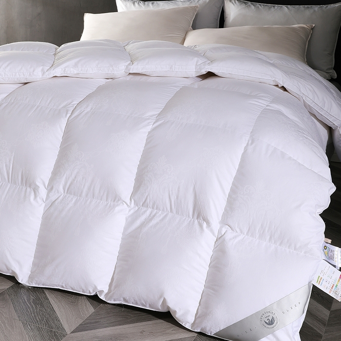 91家纺网 家纺一手货源 找家纺 呆头鹅羽绒工厂店2025新款150支全棉大提花羽绒被 白鹅绒鸭绒被子被芯羽绒工厂店 白色