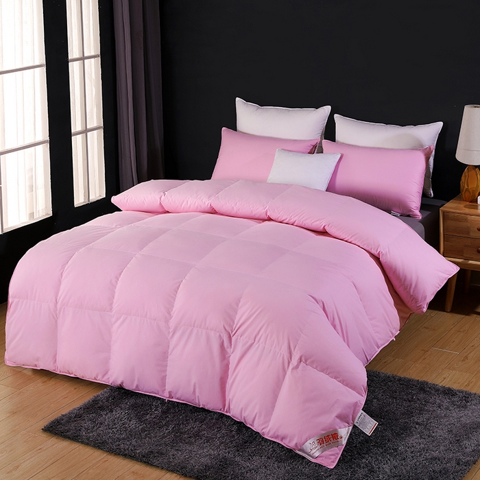 91家纺网 家纺一手货源 找家纺 呆头鹅羽绒工厂店 2025新款全棉防羽布羽绒被-标准款 白鹅绒鸭绒被子被芯羽绒工厂店 粉色