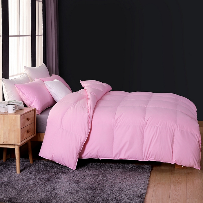 91家纺网 家纺一手货源 找家纺 呆头鹅羽绒工厂店 2025新款全棉防羽布羽绒被-标准款 白鹅绒鸭绒被子被芯羽绒工厂店 粉色