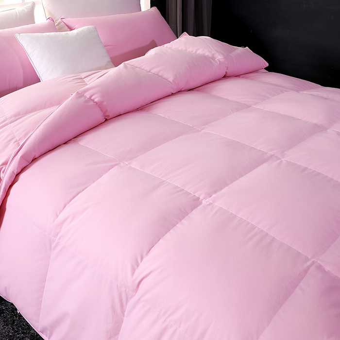 91家纺网 家纺一手货源 找家纺 呆头鹅羽绒工厂店 2025新款全棉防羽布羽绒被-标准款 白鹅绒鸭绒被子被芯羽绒工厂店 粉色