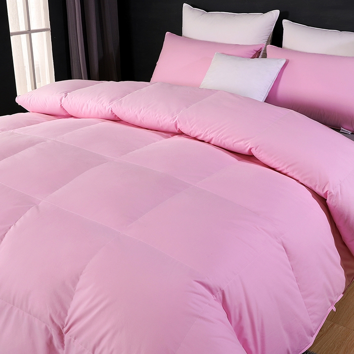 91家纺网 家纺一手货源 找家纺 呆头鹅羽绒工厂店 2025新款全棉防羽布羽绒被-标准款 白鹅绒鸭绒被子被芯羽绒工厂店 粉色