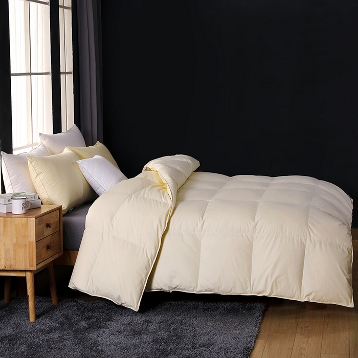 91家纺网 家纺一手货源 找家纺 呆头鹅羽绒工厂店 2025新款全棉防羽布羽绒被-标准款 白鹅绒鸭绒被子被芯羽绒工厂店 黄色