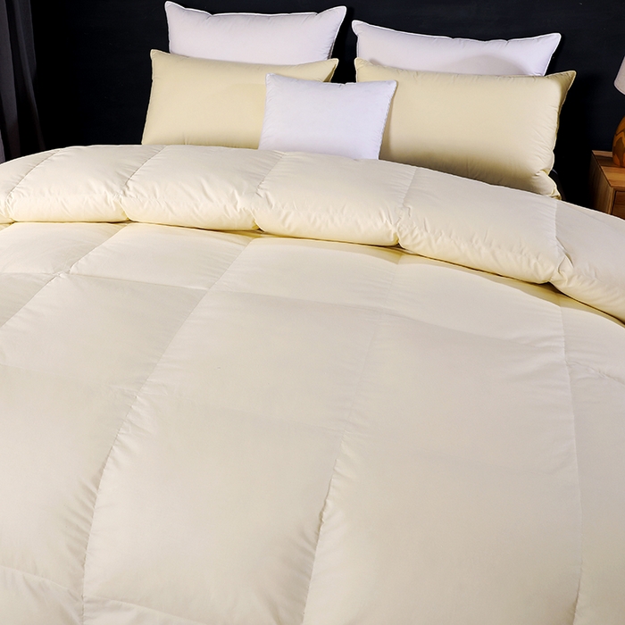 91家纺网 家纺一手货源 找家纺 呆头鹅羽绒工厂店 2025新款全棉防羽布羽绒被-标准款 白鹅绒鸭绒被子被芯羽绒工厂店 黄色