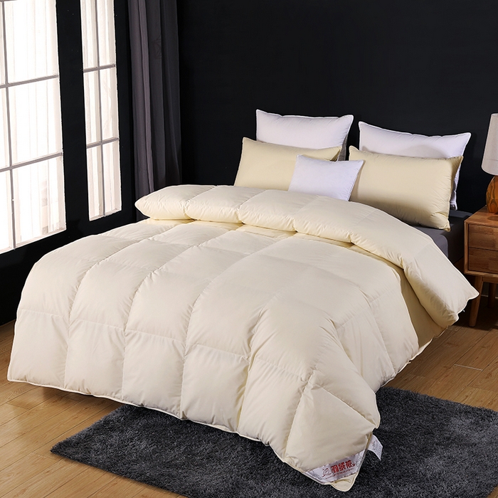 91家纺网 家纺一手货源 找家纺 呆头鹅羽绒工厂店 2025新款全棉防羽布羽绒被-标准款 白鹅绒鸭绒被子被芯羽绒工厂店 黄色