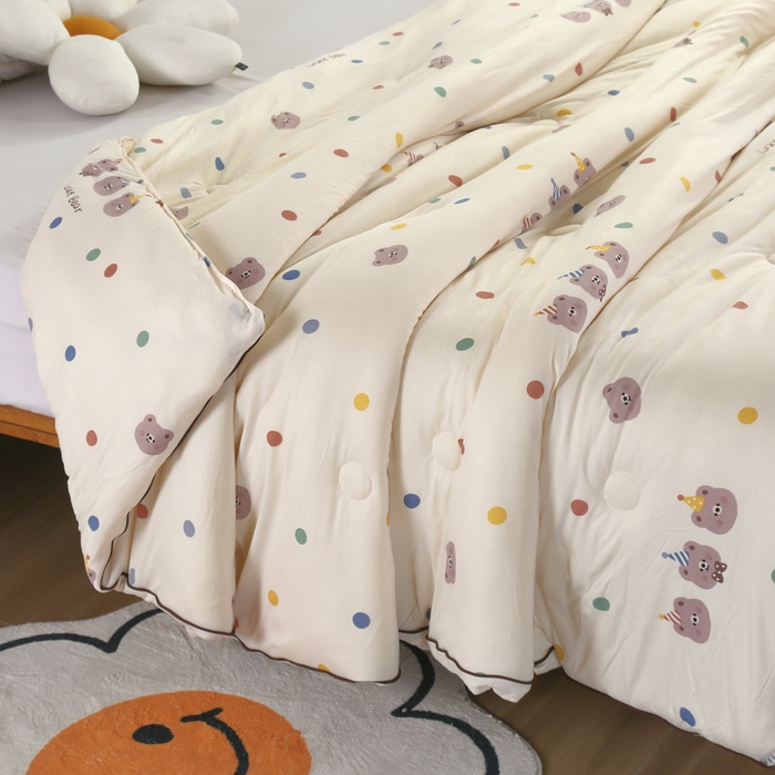 91家纺网 家纺一手货源 找家纺  （爆款花型 长期款 不断货）幼儿园宝宝婴儿被子儿童夏凉被牛奶针织棉夏凉被大豆被夏被空调被春秋被冬被 M系列--波点派对-米