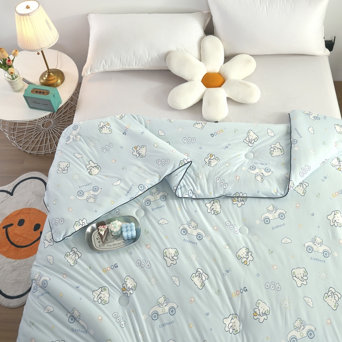 91家纺网 家纺一手货源 找家纺  （爆款花型 长期款 不断货）幼儿园宝宝婴儿被子儿童夏凉被牛奶针织棉夏凉被大豆被夏被空调被春秋被冬被 M系列--汽车小象