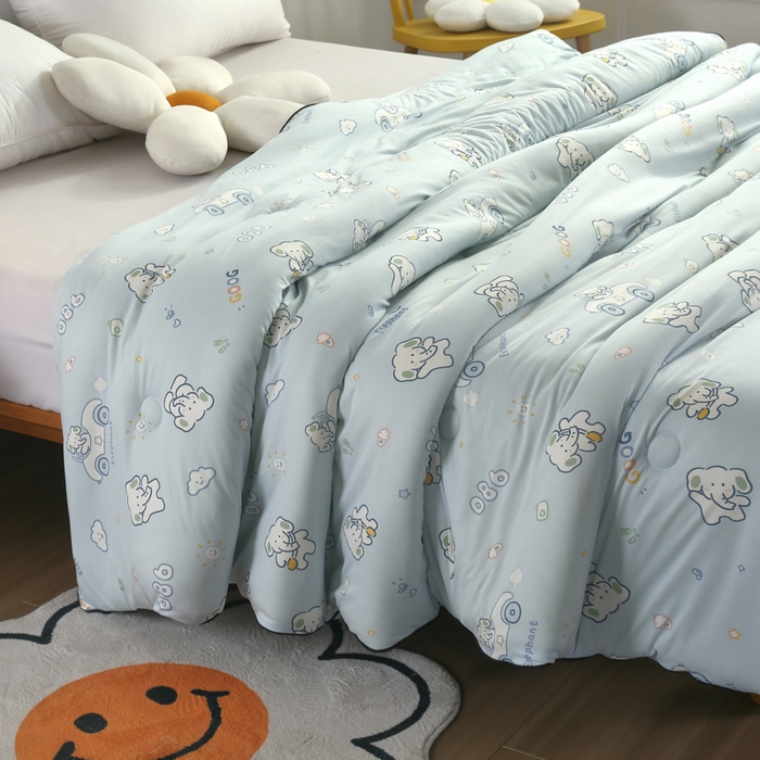 91家纺网 家纺一手货源 找家纺  （爆款花型 长期款 不断货）幼儿园宝宝婴儿被子儿童夏凉被牛奶针织棉夏凉被大豆被夏被空调被春秋被冬被 M系列--汽车小象